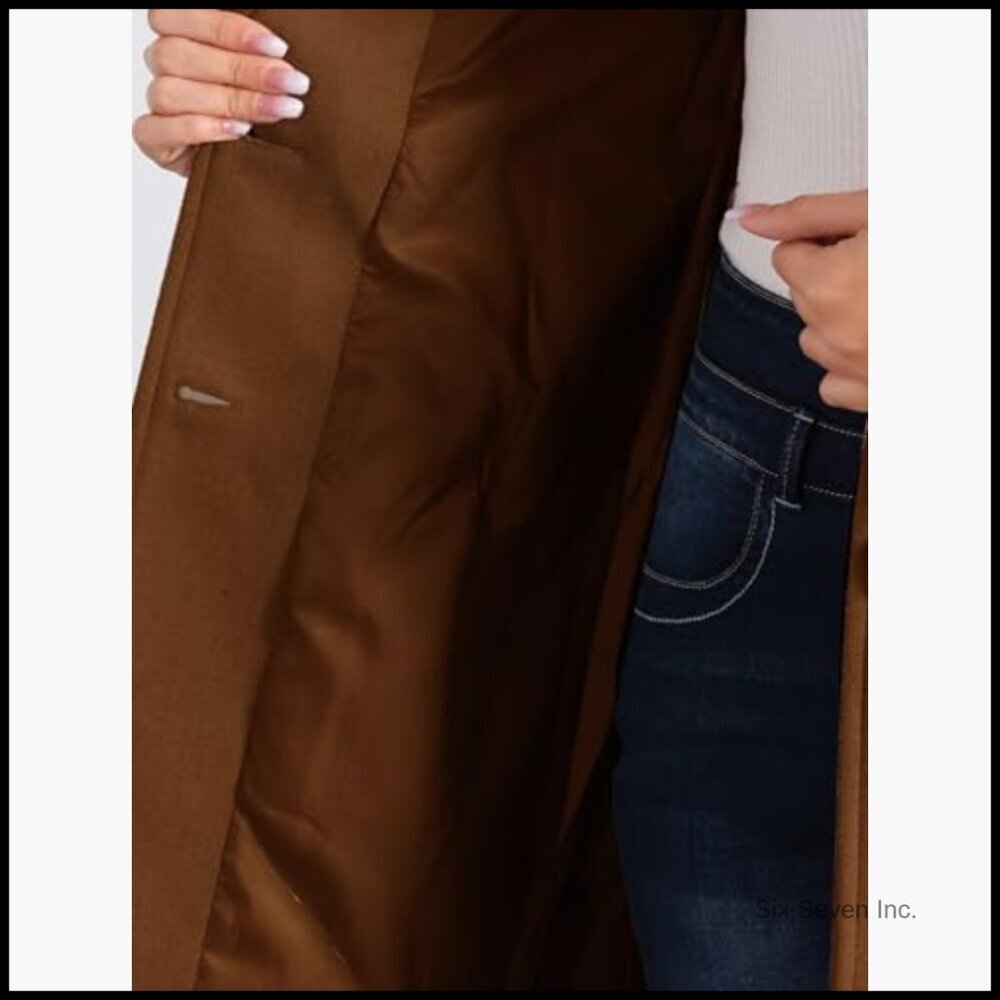 Polyester Blend Pea Coat with Fleece Lining, Peter Pan Collar, A-Line - Picture 5 of 5